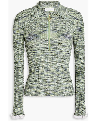 Jonathan Simkhai Allyson Space-dyed Ribbed-knit Jumper - Green