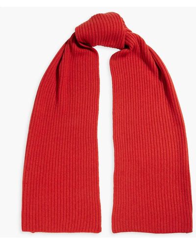 Iris & Ink Mina Ribbed Wool And Cashmere-blend Scarf - Red