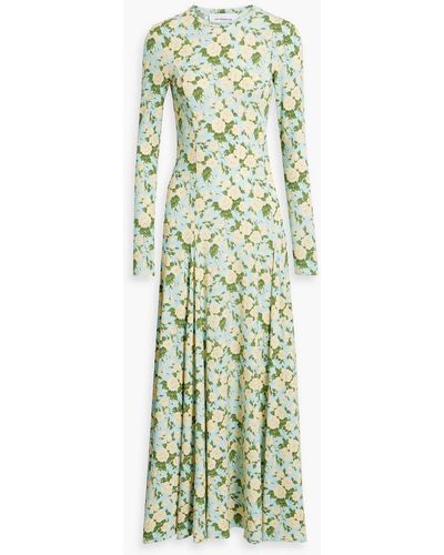 Les Rêveries Martha Open-back Floral-print Jersey Maxi Dress - Green