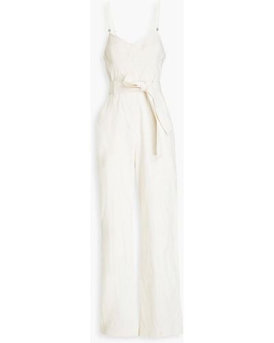 A.L.C. Belted Linen-blend Gabardine Jumpsuit - White