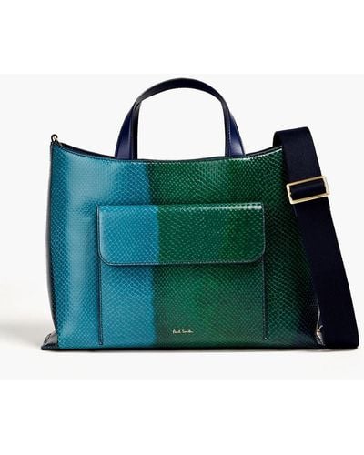 Paul Smith Printed Snake-effect Leather Tote - Green