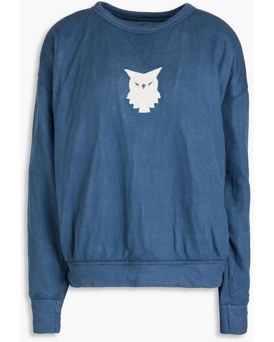 Maison Margiela Sweatshirt aus jersey aus einer gerippten baumwoll-seidenmischung mit stickereien - Blau