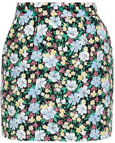 Maje Floral-print Crepe Mini Skirt - Green