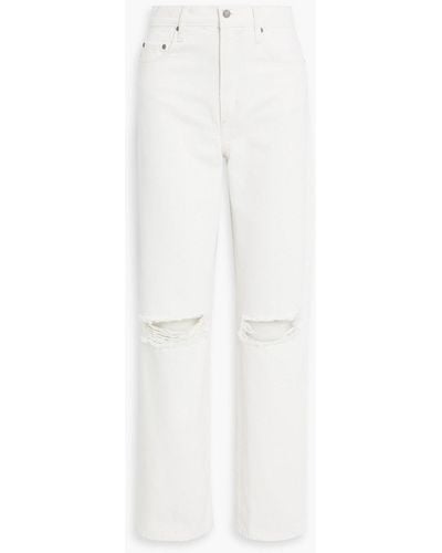 Nobody Denim Love Distressed High-rise Straight-leg Jeans - White