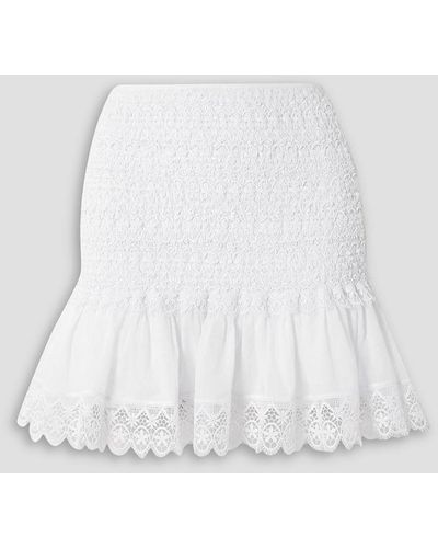 Charo Ruiz Fleur Guipure Lace And Cotton-blend Voile Mini Skirt - White