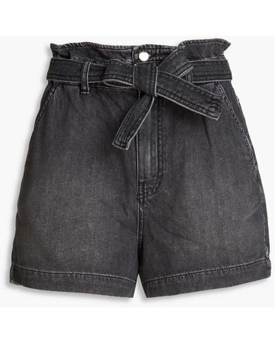 Ba&sh Clark Belted Denim Shorts - Grey