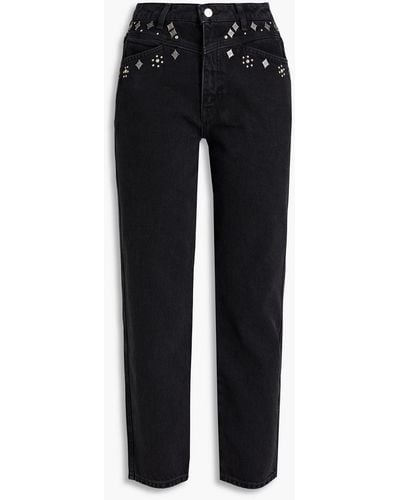 Claudie Pierlot Cropped Studded Slim-leg Jeans - Black