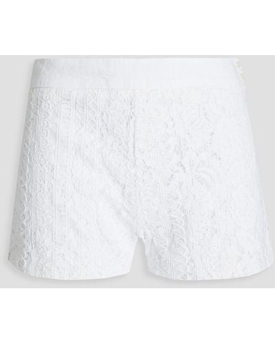 120% Lino Embroidered Cotton-blend Corded Lace Shorts - White