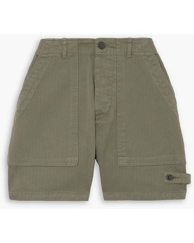 Fortela Jim Herringbone Cotton Shorts - Green