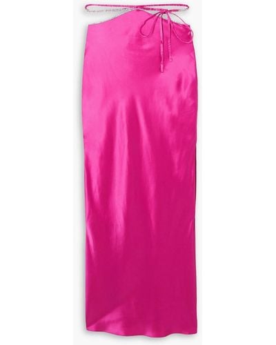 Michael Lo Sordo Cutout Crystal-embellished Silk-satin Maxi Skirt - Pink