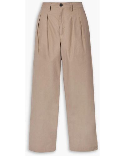 Mara Hoffman Pleated Cotton-twill Straight-leg Trousers - Natural