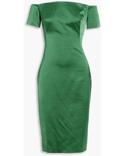 Lela Rose Off-the-shoulder Satin-crepe Dress - Green