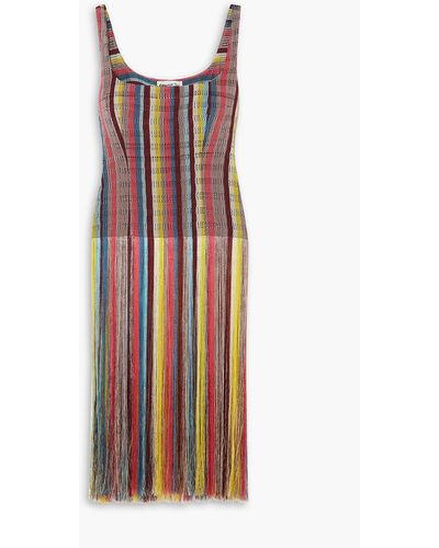 Kenneth Ize Fringed Striped Woven Top - Yellow