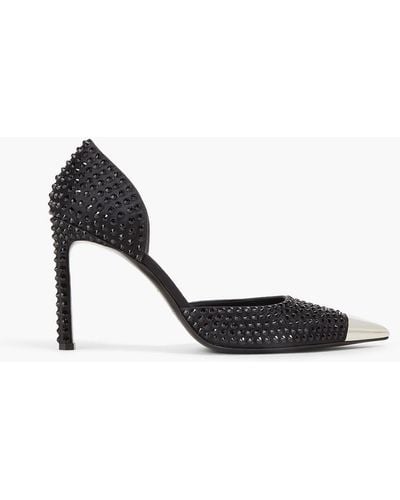 Sergio Rossi Crystal-embellished Satin Court Shoes - Black