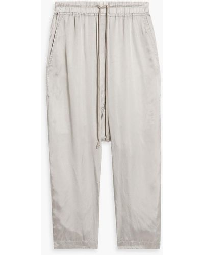 Rick Owens Cropped Cupro-satin Tapered Pants - White
