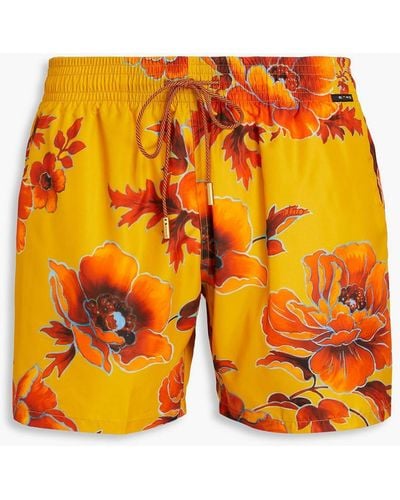 Etro Short-length Floral-print Swim Shorts - Orange