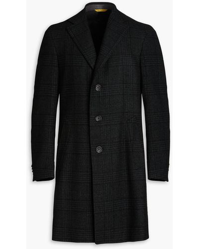 Canali Checked Wool-blend Bouclé-tweed Coat - Black
