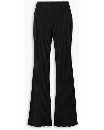 Galvan London Rhea Ribbed-knit Flared Trousers - Black