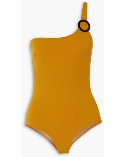 Evarae Beyond One-shoulder Ring-embellished Swimsuit - Yellow