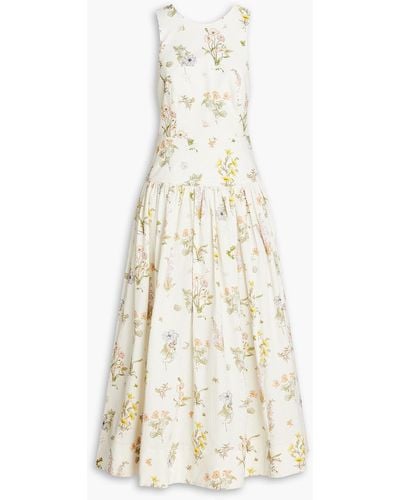 Zimmermann Cutout Floral-print Cotton-blend Seersucker Midi Dress - White