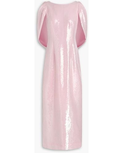 Huishan Zhang Alba Cape-effect Sequined Crepe Maxi Dress - Pink
