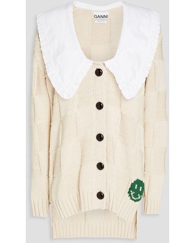 Ganni Panelled Knitted Cardigan - Natural