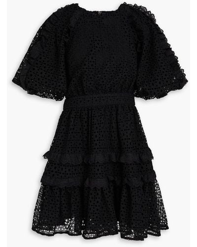 Aje. Aveline Ruffled Broderie Anglaise Mini Dress - Black