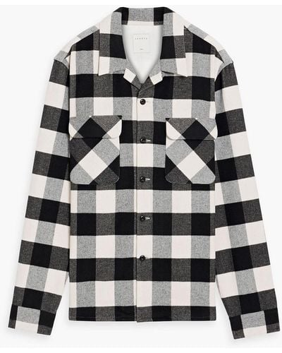 Sandro Checked Cotton-blend Flannel Overshirt - Black