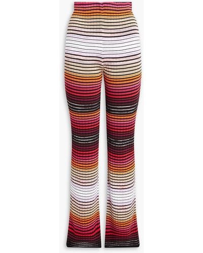 Missoni Striped Ribbed-knit Bootcut Trousers - Red