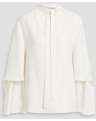 Valentino Garavani Cape-effect Silk Crepe Top - White