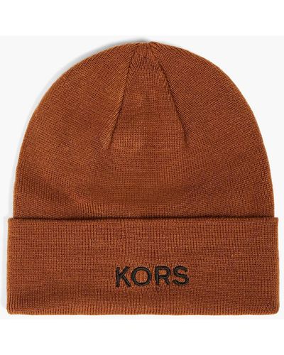 Michael Kors Embroidered Knitted Beanie - Brown