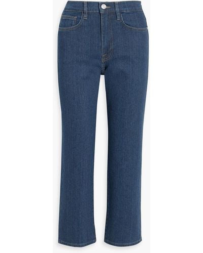 FRAME Le Jane Crop Pinstriped High-rise Straight-leg Jeans - Blue