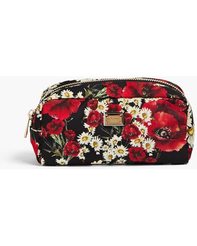 Dolce & Gabbana Floral-print Twill Pouch - Red