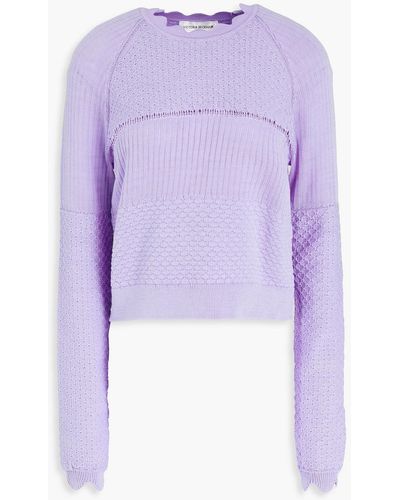 Victoria Beckham Crochet-knit Cotton-blend Jumper - Purple