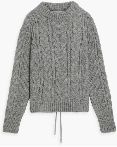 Cecilie Bahnsen Open-back Cable-knit Wool And Alpaca-blend Jumper - Grey
