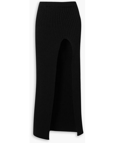 MERYLL ROGGE Ribbed Wool Maxi Skirt - Black