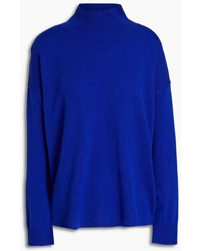 Michelle Mason Wrap-effect Cutout Wool And Cashmere-blend Turtleneck Sweater - Blue