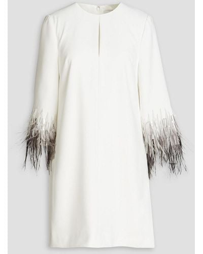 Halston Embellished Crepe Mini Dress - White