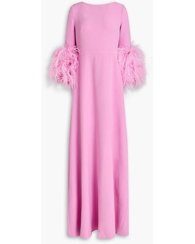 Huishan Zhang Feather-trimmed Crepe Gown - Pink