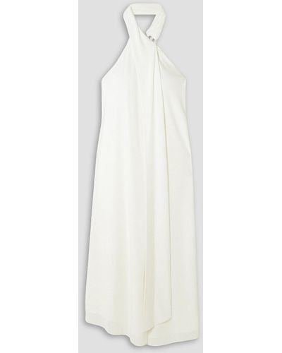 Halston Kali Draped Jersey Halterneck Midi Dress - White