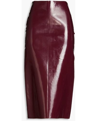 Valentino Garavani Faux Leather Midi Pencil Skirt - Purple