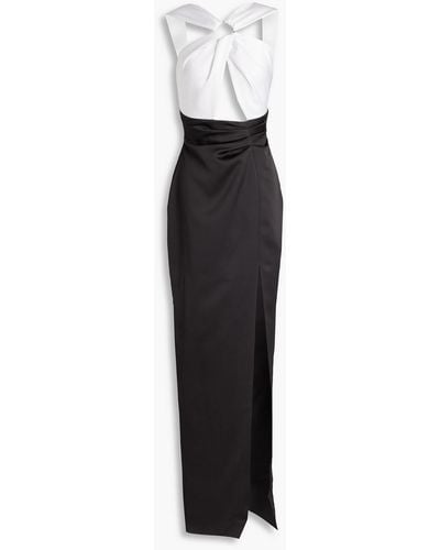 Rasario Ring-embellished Cutout Two-tone Satin Gown - Black