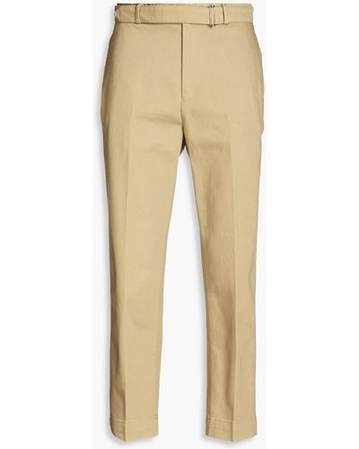 Officine Generale Owen Belted Tapered Cotton-twill Trousers - Natural