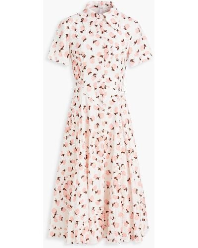 Emilia Wickstead Jody Floral-print Swiss-dot Cotton-blend Midi Shirt Dress - White