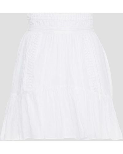 Isabel Marant Gathered Pleated Cotton Mini Skirt - White