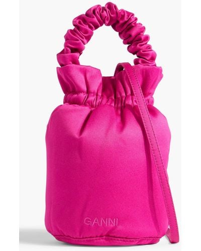 Ganni Occasion Satin Bucket Bag - Pink