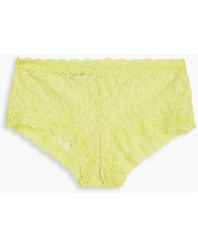 Hanky Panky Stretch-lace Mid-rise Briefs - Yellow