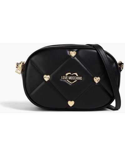 Love Moschino Embellished Quilted Faux Leather Shoulder Bag - Black