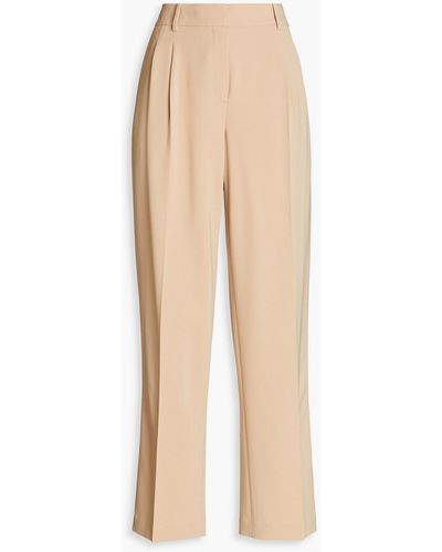 Theory Pleated Crepe Straight-leg Trousers - Natural