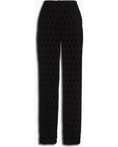Moschino Flocked Tweed Wide-leg Trousers - Black